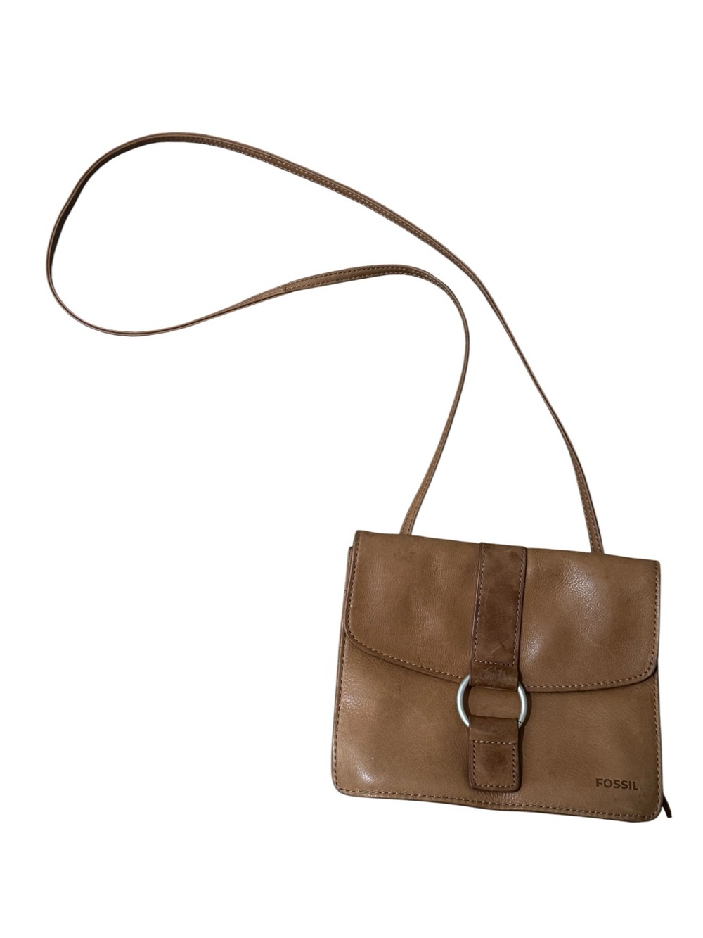 🤎VTG Fossil Women’s Y2K Brown Leather Minimalist Shoulder Bag